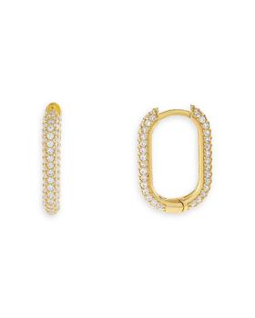 推荐Mini Pavé Oval Huggie Hoop Earrings in Gold Vermeil Sterling Silver商品