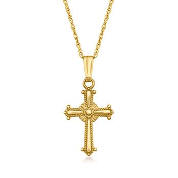 商品Ross-Simons Child's 14kt Yellow Gold Cross Pendant Necklace in 14kt Yellow Gold,商家Premium Outlets,价格¥1603图片