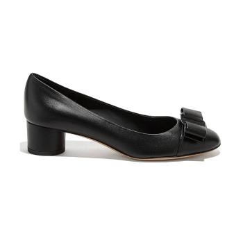 菲拉格慕芭蕾鞋女鞋, Salvatore Ferragamo | SALVATORE FERRAGAMO 女士黑色羊皮蝴蝶结中跟船鞋 0685762商品图片 独家减免邮费
