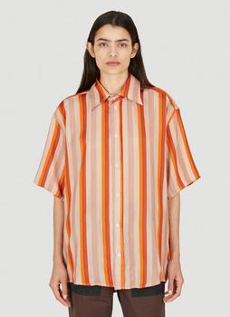 推荐Striped Short-Sleeved Shirt in Brown商品