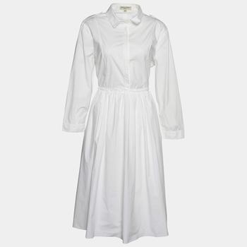 推荐Burberry White Cotton Slit Detail Shirt Dress L商品
