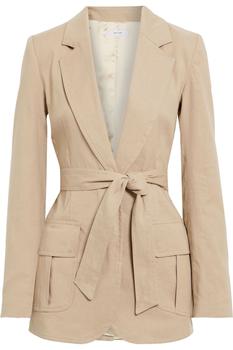 product Adrienne belted linen-blend twill blazer image