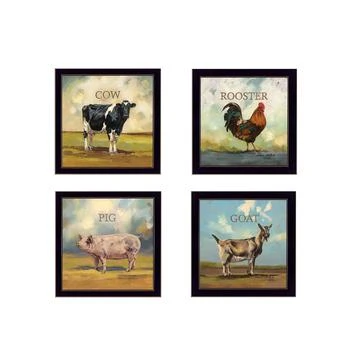 Trendy Décor 4U | Farm Animals 4-Piece Vignette by Bonnie Mohr, Black Frame, 14" x 14",商家Macy's,价格¥1941