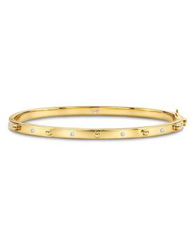 推荐18K Yellow Gold Diamond Granulated Bangle Bracelet商品