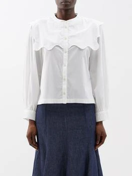 推荐Leona scallop-trim cotton blouse商品