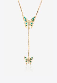 商品Falamank | My Dream is to Fly 18-Karat Yellow Gold Butterfly Necklace with Diamonds,商家Thahab,价格¥5732图片