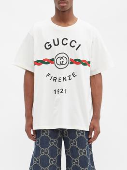 Gucci | Firenze logo-print cotton T-shirt商品图片,