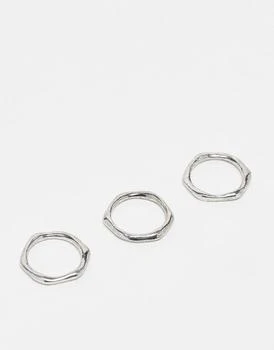 ASOS | ASOS DESIGN 3 pack stackable ring set in burnished silver tone,商家ASOS,价格¥119