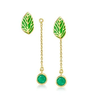 Ross-Simons | Ross-Simons Green Enamel Leaf Earrings With Removable . Emerald Drops in 18kt Gold Over Sterling,商家Premium Outlets,价格¥1196