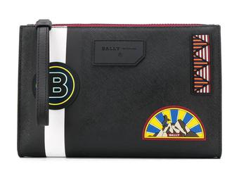 推荐NEW Bally Skid Men's 6231800 Black Coated Canvas Clutch Bag MSRP商品