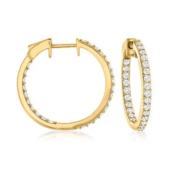 Ross-Simons Diamond Inside-Outside Hoop Earrings in 14kt Yellow Gold