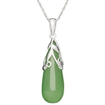 Macy's | Sterling Silver Necklace, Jade Leaf Top Teardrop Pendant,商家Macy's,价格¥1487