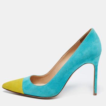 Manolo Blahnik, [二手商品] Manolo Blahnik | Manolo Blahnik Blue/Green Suede  Bipunta Pointed Toe Pumps Size 38商品图片 5.3折
