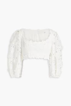 Zimmermann | Cropped ramie guipure lace top,商家THE OUTNET US,价格¥997