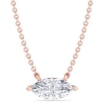 SSELECTS | 1 Carat Marquise Shape Lab Grown Diamond Solitaire Necklace In 14 Karat Rose Gold (g-h, Vs2),商家Premium Outlets,价格¥4958