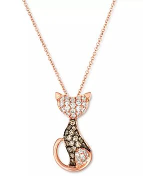 Le Vian | Nude Diamond (1/3 ct. t.w.) & Chocolate Diamond (1/4 ct. t.w.) Cat Necklace in 14k Rose Gold, 18" + 2" extender,商家Macy's,价格¥9356