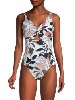 推荐​Leaf-Print Twist-Front One-Piece Swimsuit商品