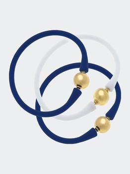 商品Canvas Style | Bali Game Day 24K Gold Bracelet Set Of 3 Royal Blue & White,商家Verishop,价格¥538图片