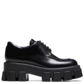 Prada | 【预售3-7天】PRADA/普拉达 21年秋冬 Monolith系列 女士黑色亮面小牛皮系带鞋1E708L_B4L_F0002_F_B055商品图片,8折, 包邮包税