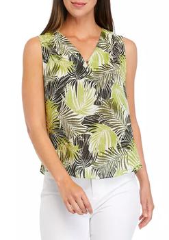 product Petite Cap Sleeve V-Neck Bar Trim Chiffon Blouse image