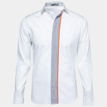 推荐Dior White and Blue Striped Cotton Long Sleeve Shirt S商品