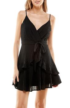 ROW A, ROW A | Surplice Tie Waist Ruffled Mini Dress商品图片 