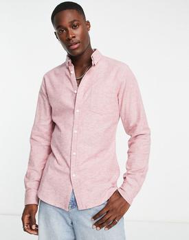 ASOS | ASOS DESIGN slim oxford shirt in burgundy yarn dye商品图片,