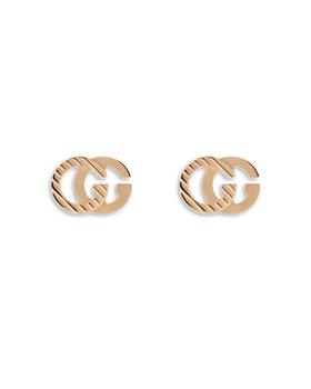 Gucci | 18K Rose Gold Running Double G Textured Stud Earrings商品图片,独家减免邮费
