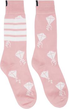 Thom Browne | Pink 4-Bar Stripe Kite Icon Socks商品图片,独家减免邮费