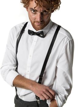 加拿大Mio Marino, Mio Marino | Leather Y-Back Suspenders and Bow Tie Set商品图片 