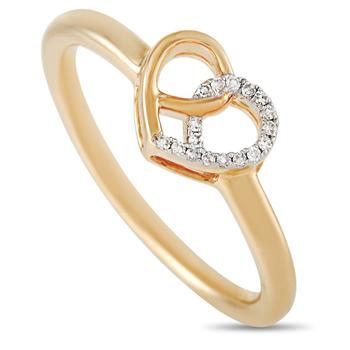 商品LB Exclusive | 14K Yellow Gold 0.05 ct Diamond Intertwined Heart Ring,商家Jomashop,价格¥3036图片