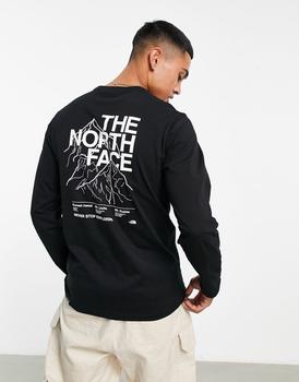 The North Face | The North Face Mountain Outline back print long sleeve t-shirt in black Exclusive at ASOS商品图片,8折×额外9.5折, 额外九五折