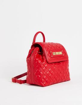 推荐Love Moschino quilted backpack in red商品