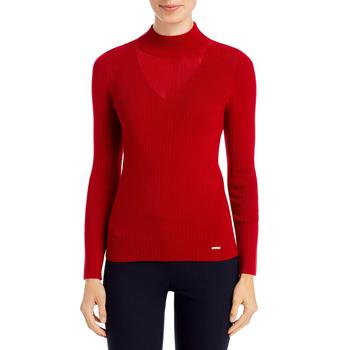 Tahari | T Tahari Womens Ribbed Knit Fitted Mock Turtleneck Sweater商品图片,4.1折, 独家减免邮费