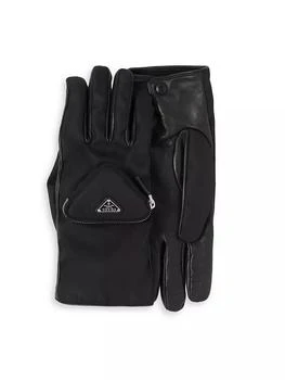 Prada | Re-Nylon and Nappa Leather Gloves,商家Saks Fifth Avenue,价格¥9377