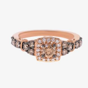 推荐Le Vian 14K Strawberry Gold, Chocolate and Vanilla Diamond 0.89ct. tw. Halo Ring sz 6.75 YQOO3商品