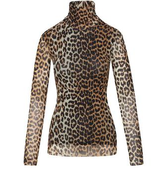 Ganni | léopard 翻领套衫商品图片,满$350享7.8折, 包邮包税, 满折