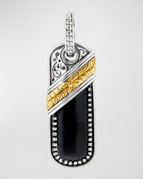 商品Men's Silver & Gold Oblong Pendant with Black Onyx图片
