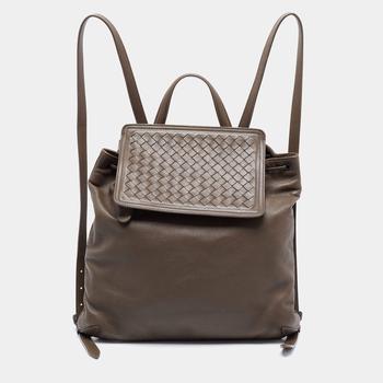 推荐Bottega Veneta Brown Intrecciato Leather Backpack商品