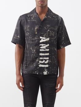 amiri衬衫, AMIRI | Short-sleeved logo-print twill shirt商品图片 