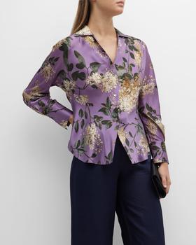 vince真丝, Vince | Floral-Print Silk Button-Front Blouse商品图片 