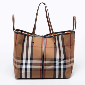 burberry托特包, Burberry | Burberry Birch Brown Check Canvas and Leather Extra Large Beach Tote商品图片 7折