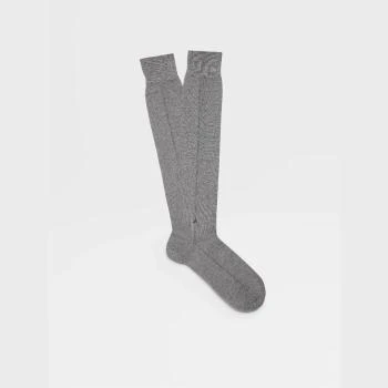 Zegna | 包邮包税【预售7天发货】 ZEGNA杰尼亚 23秋冬 男士 袜子 GEYSER GREY BAGUETTE MID CALF SOCKS N5V40-524-032 包邮包税