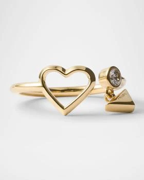 Prada | Heart Crystal Brass Open Ring,商家Neiman Marcus,价格¥3672