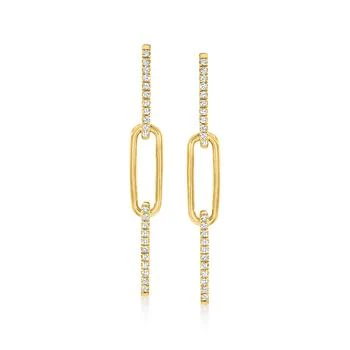 Ross-Simons | Ross-Simons Diamond Paper Clip Link Drop Earrings in 18kt Gold Over Sterling,商家Premium Outlets,价格¥2028