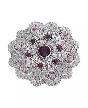 2028 | Crystal Silver-Tone Flower Brooch,商家Macy's,价格¥247