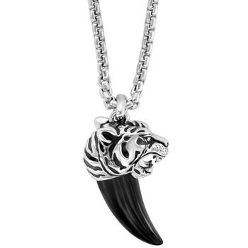 Effy | EFFY® Men's Onyx Claw Tiger 22" Pendant Necklace in Sterling Silver商品图片,3折