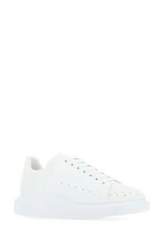 推荐White leather sneakers with ivory suede heel商品