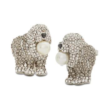 商品Kate Spade | Silver-Tone Pavé & Imitation Pearl Sheep Dog Statement Stud Earrings,商家Macy's,价格¥694图片