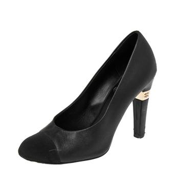 香奈儿鞋是什么牌子, [二手商品] Chanel | Chanel Black Leather And Canvas CC Cap Toe Pumps  Size 37.5商品图片 4.5折